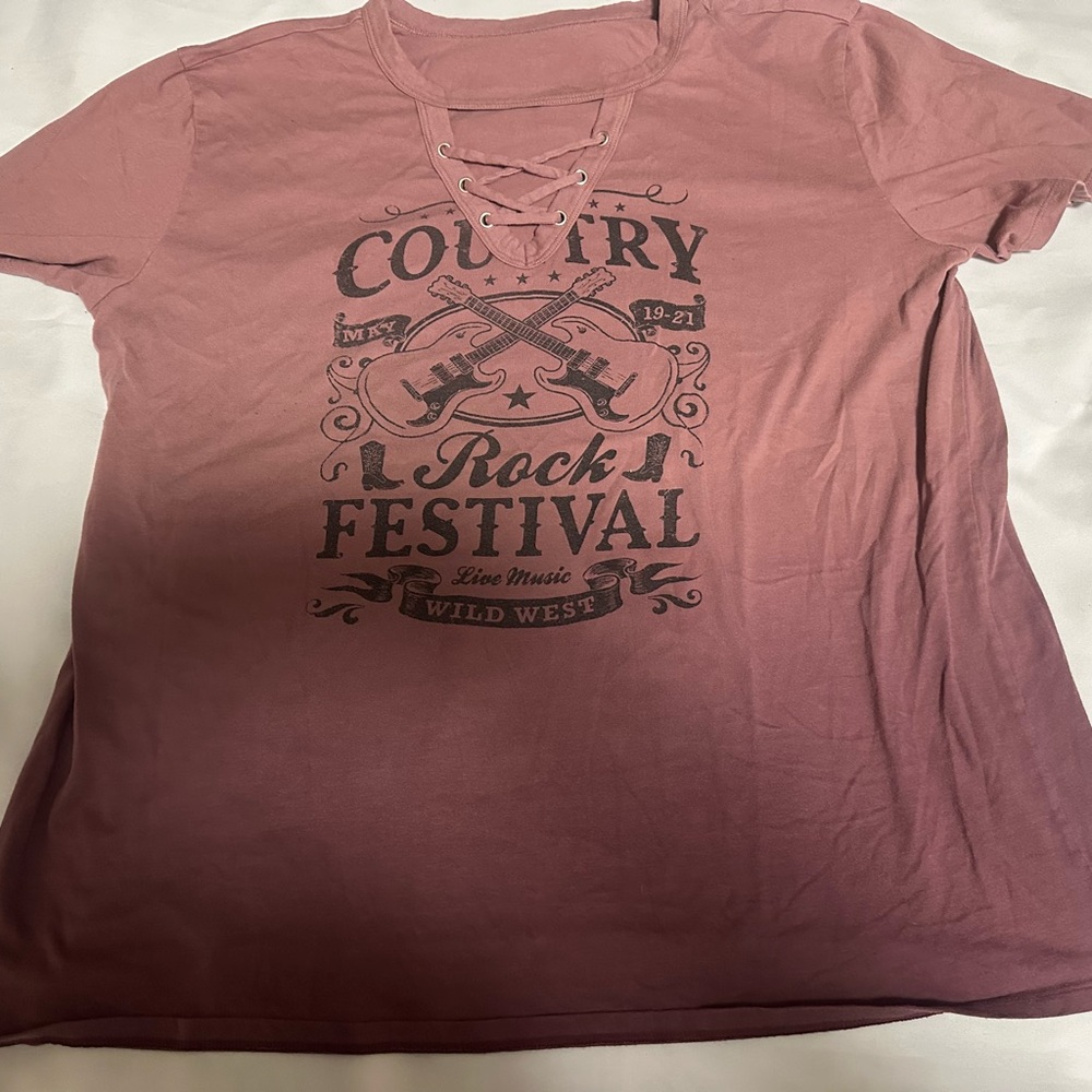 Women's Pink Country Rock Festival Top short sleeve size large